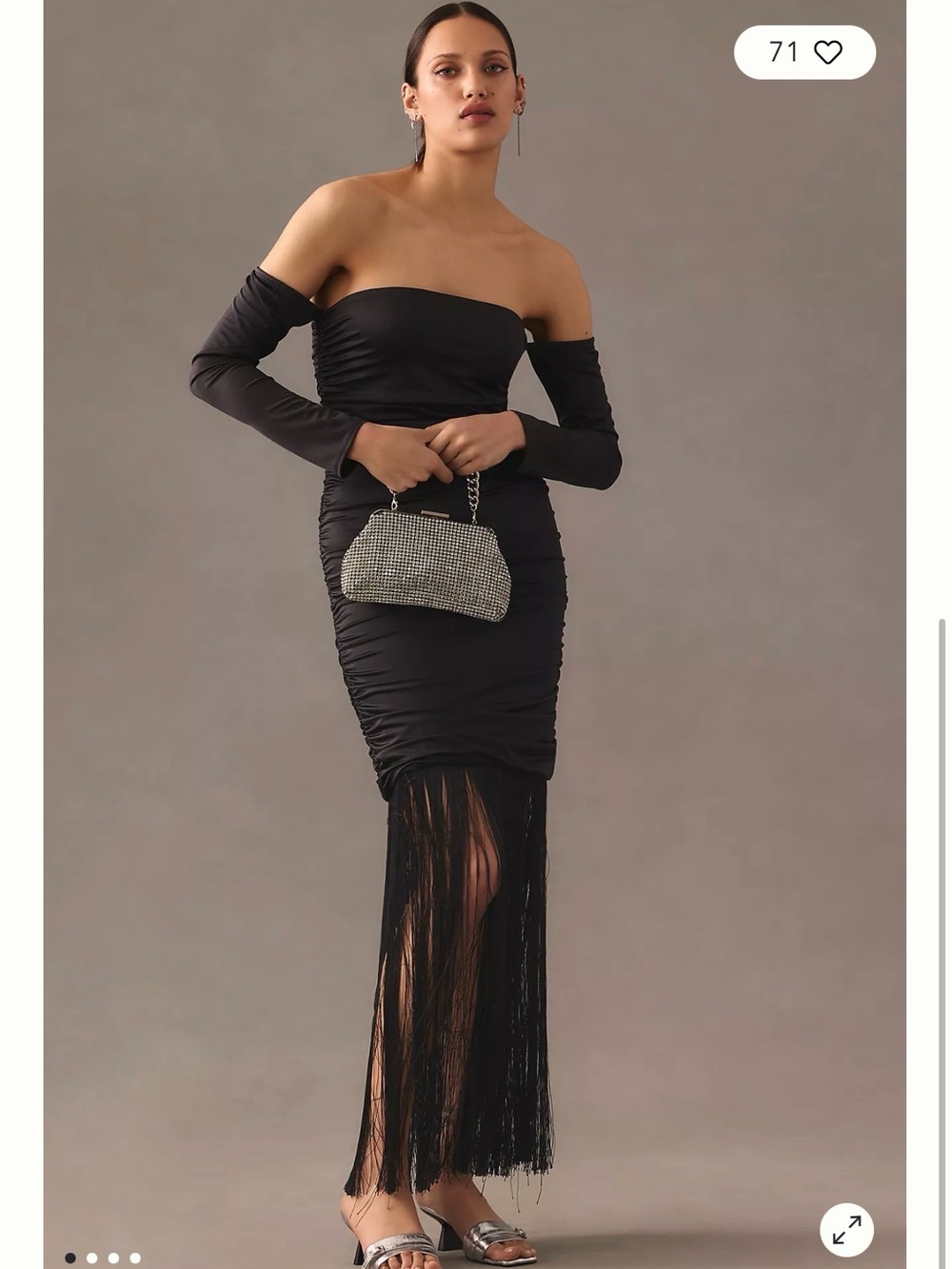 Delfi Collective Ruched Fringe Maxi Dress